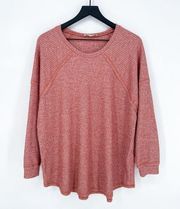 Cyrus Waffle Knit Long Sleeve Top Coral 1X