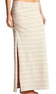 Athleta Serafina Striped Ruched Maxi Skirt Beige White Small