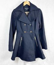 Laundry by Shelli Segal Wool Blend Double Breasted Peacoat Navy Blue Size XS