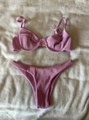 purple ribbed swimsuit