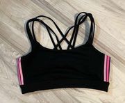 GAP FIT Black Sports Bra-Multi-Color Stripes On Sides & Criss Cross Straps- SM