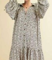 EASEL Polka Dot Dress Float on Sunbeam Button Down Dress