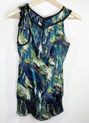 I.N. San Francisco Multi-Color Tie Shoulder Sleeveless Blouse Women's Size Small