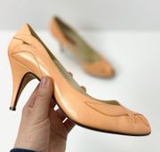 Vintage 80s Bandolino Peach Rico Peep Toe Pump Size 8.5