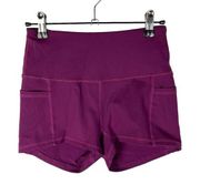 Boutique Purple Side Pocket Compression Fit Athletic Shorts S