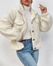 EZwear Drop Shoulder Flap Detail Teddy Jacket