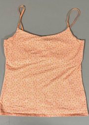 Orange Pastel Flower Floral Mandala Graphic Shelf-Bra Cami Camisole Tank Top Tee Shirt Size M 🧡🤍