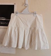 White Linen Pleated Skirt