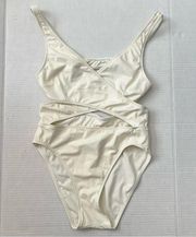Solid and Striped Women’s Cream Poppy Wrap One Piece Swimsuit Size Small