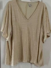 Wonderly boho cream top shirt sleeves size 3X