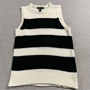 Lauren  Sleeveless Heavy Knit Black & White Striped Sweater Size L