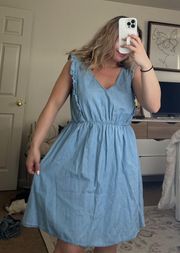 Chambray Ruffle Dress