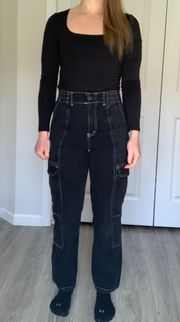 Black High Waist Cargo Jeans