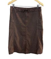 Title Nine‎ Midi Skirt 6 Brown Drawstring Casual A-Line Hemp Blend Pockets