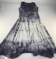 XCVI Gray White Tie Dye Sleeveless Fit & Flare Midi Dress S