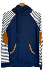 7th Ray Women's Wished For This Hoodie Sweatshirt Sz M Patch Navy Modern Boho