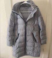 Andrew Marc long puff coat with fire hood woman’s size small