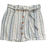 Vanilla Star Button Up Belted Skirt Striped Beach Coastal