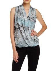 Parker Faux Wrap Sleeveless Top - Multi Color - Medium