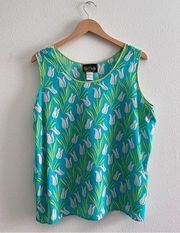 Bob Mackie Wearable Art 100% Silk Tulip Tank Top