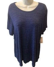 Nine West Soft Spun Short Sleeve Blue Speckled Tee Size XXL Supersoft Stretch