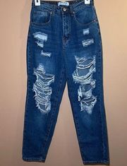 Womens distressed baggy jeans