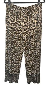 Susan Graver black brown leopard animal print slinky palazzo pants Size Medium