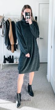 Dark Gray Turtleneck Sweater Dress