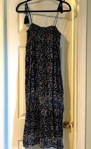 EUC Ulla Johnson blue printed midi dress with ruffle hem