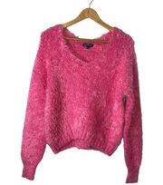 Women’s Freshman Eyelash Sweater Bubblegum Pink Very Soft Fuzzy Size Medium