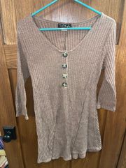 Beige Dress 3/4 Sleeve