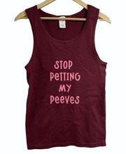 Funny Tank top shirt Stop Petting my Peeves Cotton Small‎ unisex NWOT