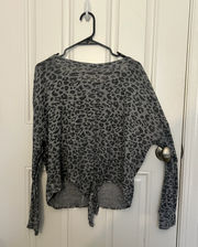 Grey Cheetah Print Long Sleeve Shirt