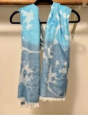 Aqua Blue Floral Scarf