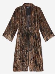 NEW The Kooples Burnout Snakeskin Print Beaded Kimono