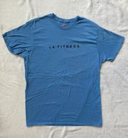 Hanes LA Fitness Gym Short Sleeve  Nano T-Shirt in Light Blue/Black - Size Large