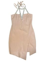 Charlotte Russe Rose Cocktail Dress with metallic decorative halter. Size Large