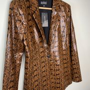 Danielle Bernstein Faux-Snakeskin Blazer Brown S