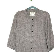 FLAX Women's Cropped Gray Lagenlook Linen 3/4 Sleeve Shirt Top Size Small