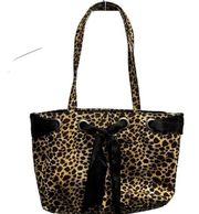 Cheetah Print Tote Bag Grommet Bow Details