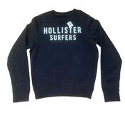 Hollister  SURFERS raised leathers black crew neck pullover sweatshirt size large