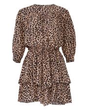 Zadig & Voltaire Rooka Leo Leopard Profeint Tiered Ruffle Hem Dress Size XS