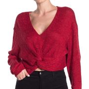 BCBGeneration Twist Hem V-Neck Sweater Red