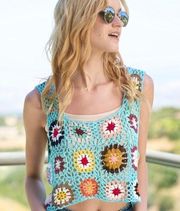 Comfy And Ready Carly Crotchet Tank in Blue