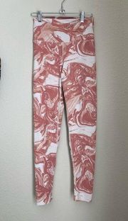 Beach Riot Sport Orange White Marble High Rise Leggings, Size Medium