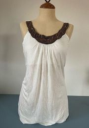 Max Rave womens cream tank with beading size M