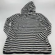 Lou & Grey Black and White Striped Hooded Pullover Sweater