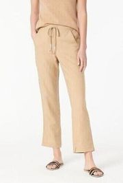 J. Crew Linen Blend Pull-On Ankle Elastic Waist Pants Pockets Khaki size Large