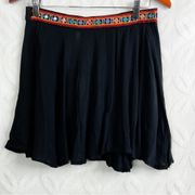 Anthropologie Raga Nordic Night Flowy Black Embroidered Skirt NWT Size S