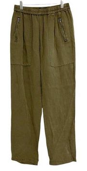 NWOT KAREN KANE Pants Army Green Stretch Waist Band Zipper Tencel Size Small